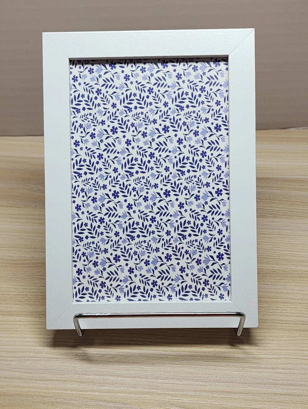 White Picture Frame with Blue Floral Mat - Home Accents